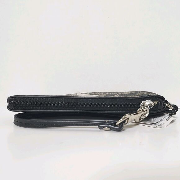 Coach Signature Peyton Wristlet Clutch Pouch Purse NWT Black Gray - Picture 3 of 7